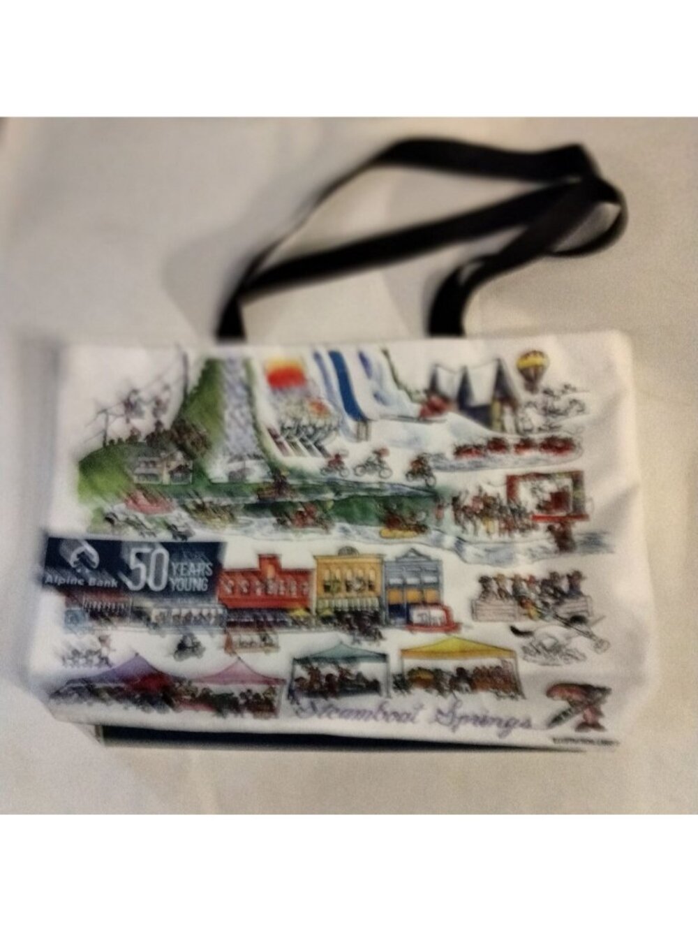 Steamboat Springs Tote Bag Colorful Western Town Graphic Artist Larry Day - Picture 4 of 9